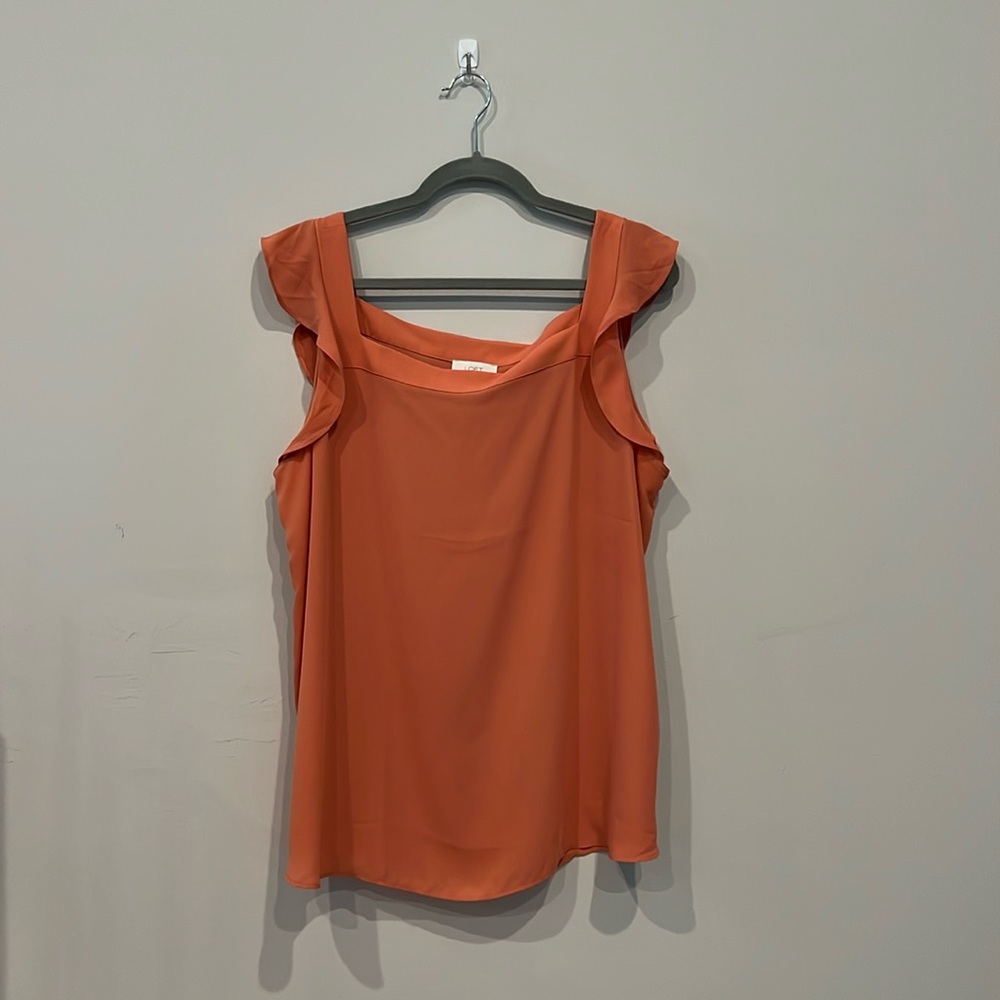 Loft flutter Sleeve Tank - Orange/Coral